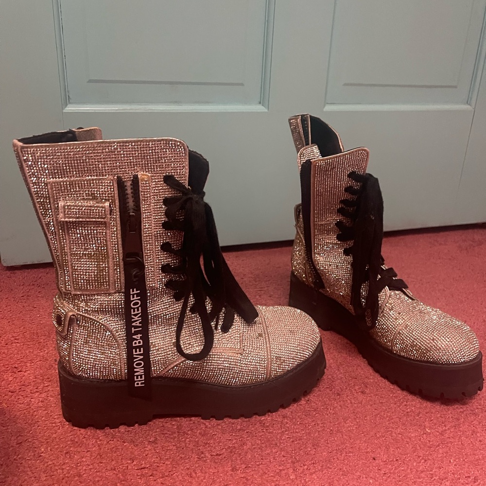 Poster Girl rhinestone combat boots